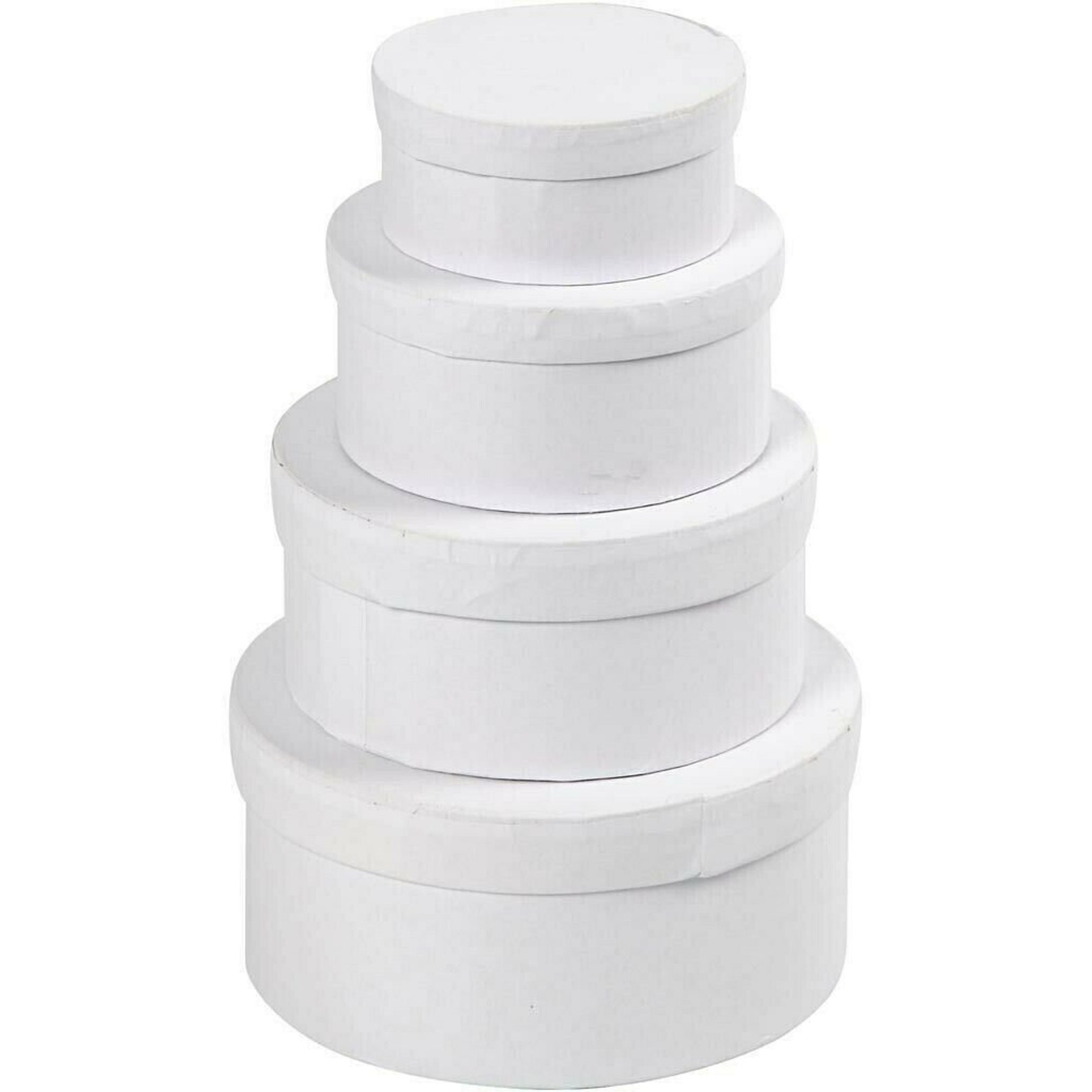 4 Stacking White Round Boxes Paper Mache 8cm 14cm Decorate Etsy UK