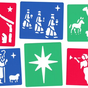 6 Piece Christmas Stencil Set for Snow Spray Santa Snowman Angel Tree ...