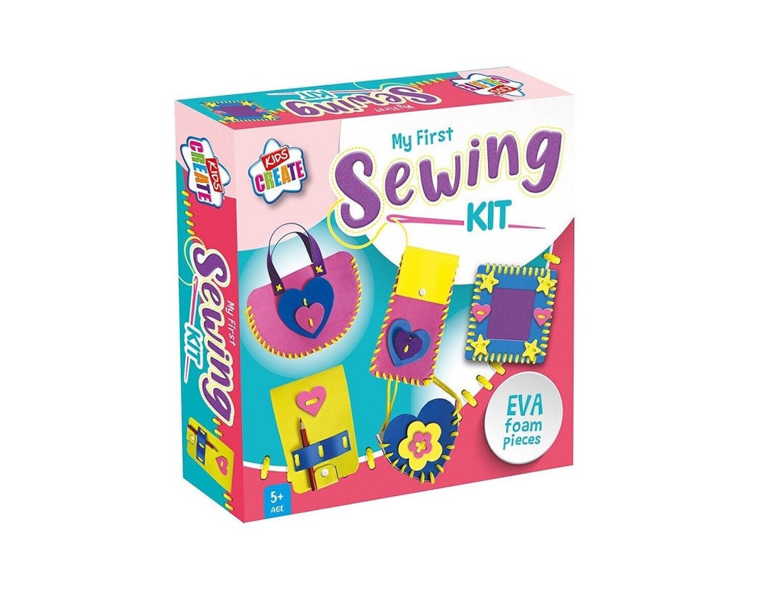 Kids Create My First Sewing Kit EVA Foam Pieces Plastic Needle Craft