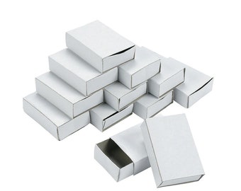 Set 50 Plain White Empty Matchboxes With Drawer for Craft Favours Advent