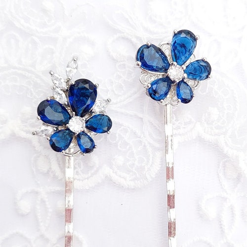 Blue Hair Pins for the Bride Hairpins Flowers Something Blue Etsy