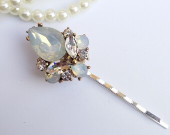 Oceanic Elegance: Handcrafted Milky Blue Opal Hair Pin Unique gift