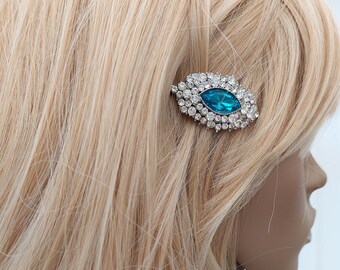 NEW Beautiful Pair of Turquoise Diamante Hair Clips UK Seller 