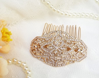Victorian gold Hair Comb, vintage styled headpiece, bridesmaid hair pin, bridal golden comb, Edwardian headpiece, golden hair piece