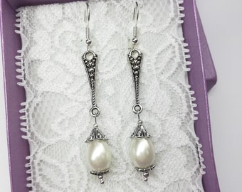 Orecchini Pendente A Lampadario Vintage Art Déco – Gocce In Zircone Cubico AAA E Vetro Briolette, Argento 925 Per Donna - 4