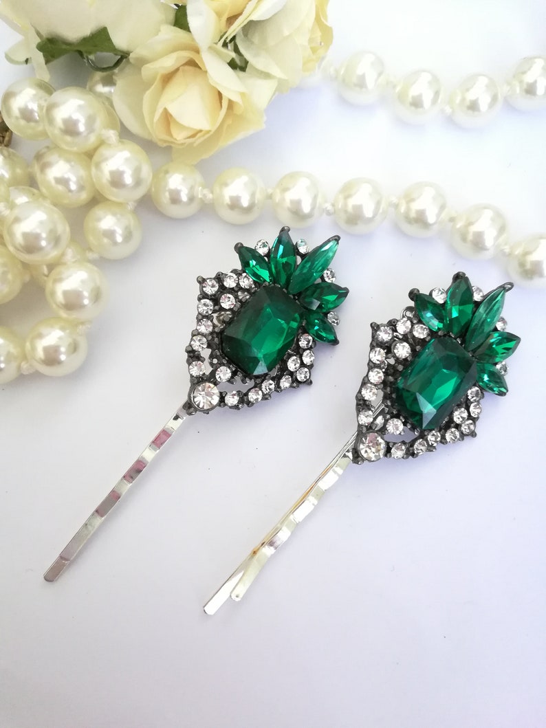 Emerald Green Hair Pin Jewel Hair Pin Green Wedding Hair Etsy