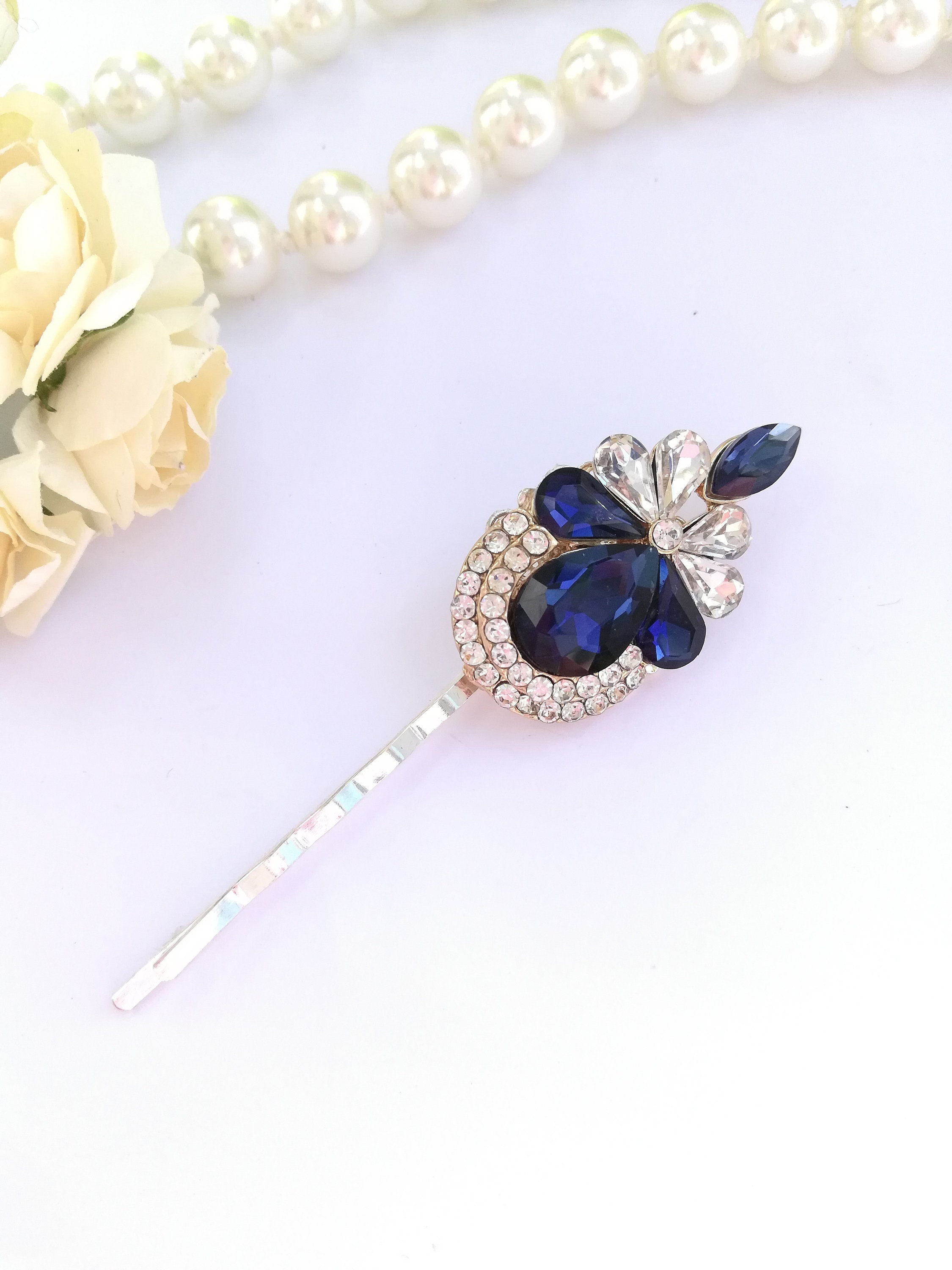 Sapphire Blue Hair Pin Jewel Hair Pin Blue Wedding Hair Etsy UK