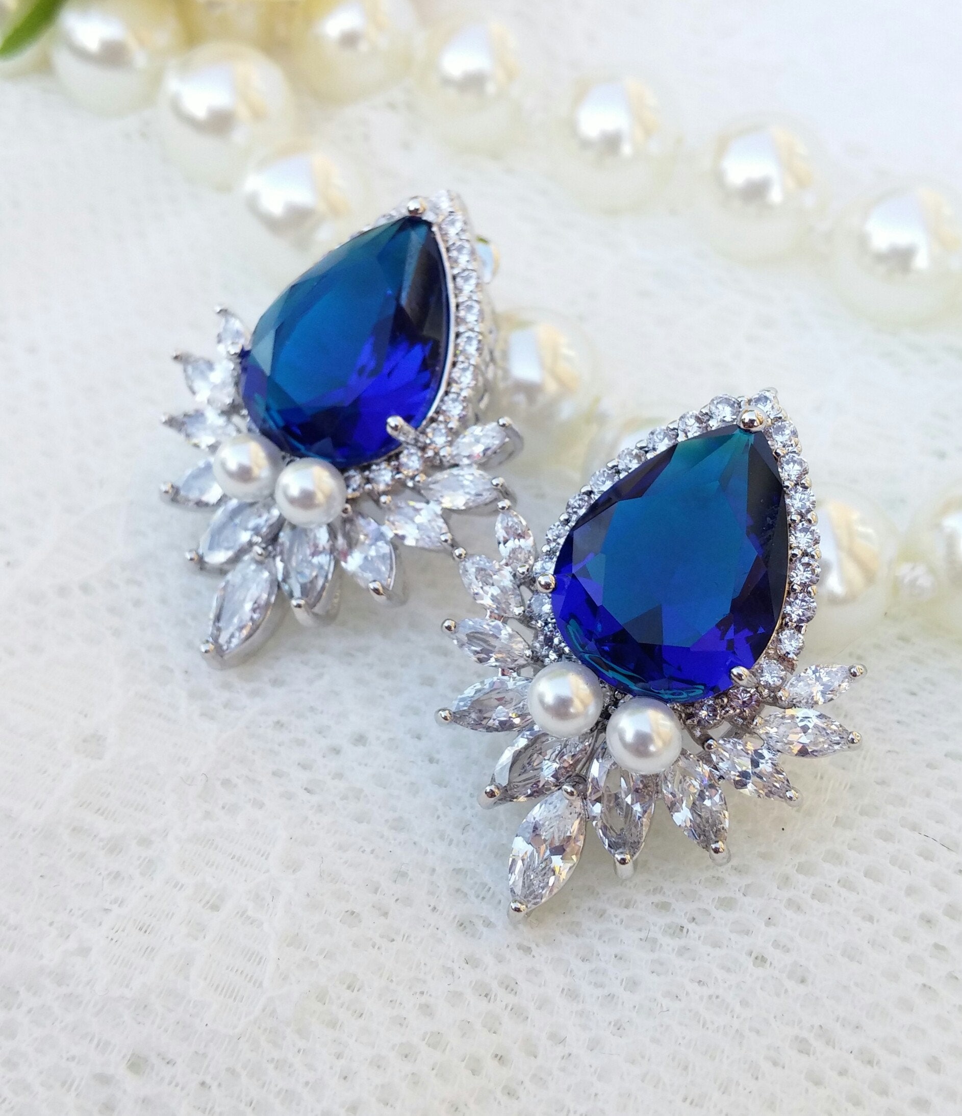 Buy Paninaro Oxidised Jewellery Blue Stone Big Chandbali Dangle Drop Earring  for women and girls at Amazon.in