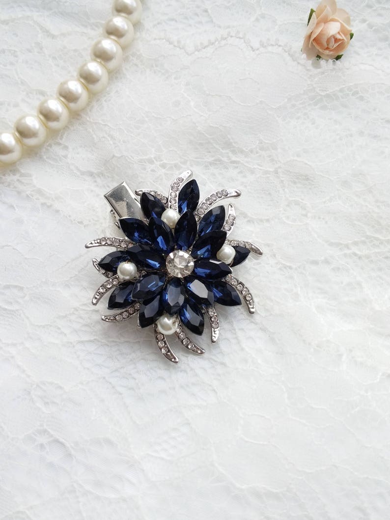 Sapphire star flower hair clip jewel hair clip blue wedding Etsy