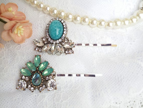 Turquoise Hair Pins Jewel Hair Pins Turquoise Wedding Hair Etsy