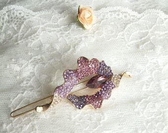 Golden amethyst hair pin, 20's hair pin, purple hair pin , Edwardian hair pin, Bridesmaids hairpin, Downton Abbey hair pin, CZ hairpin