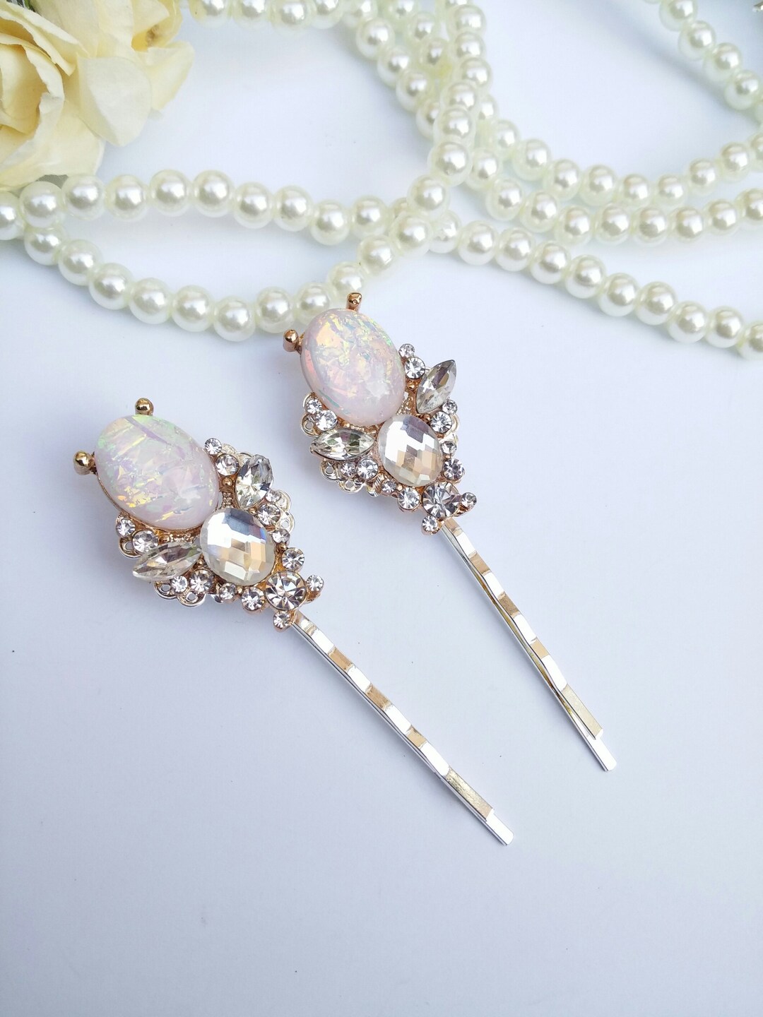 Blush Fire Opal Hair Pin Jewel Hair Pin Fire Opal Wedding Etsy