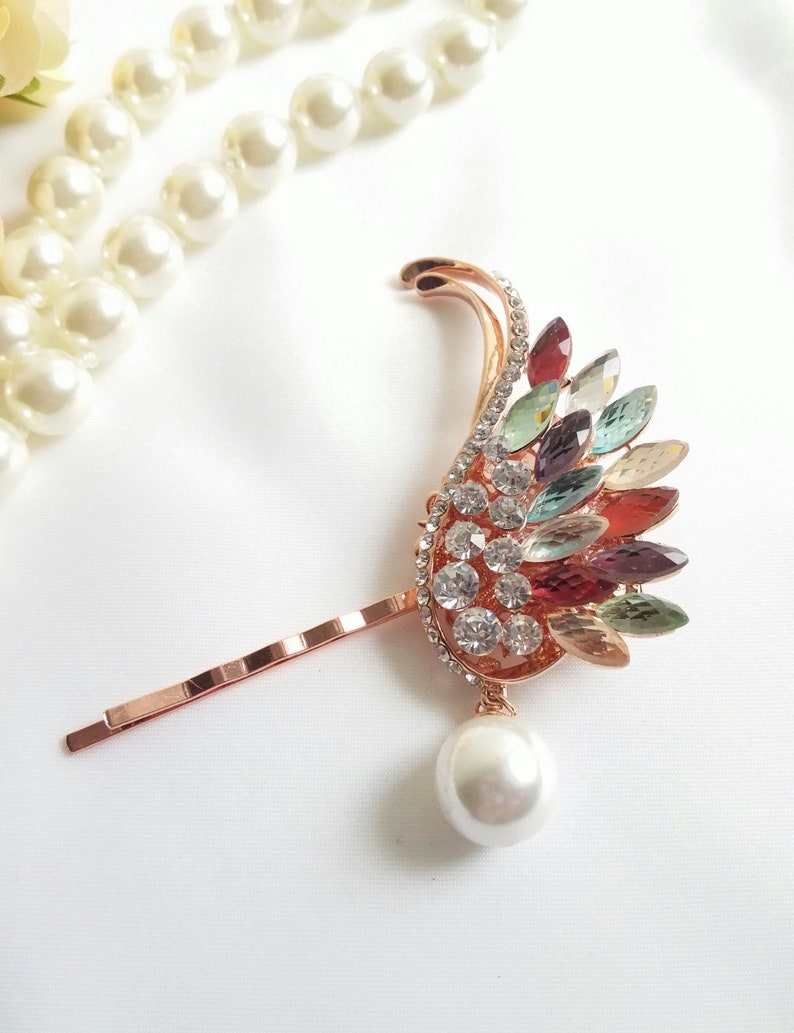 Pearl Rose Gold Hair Pin Pearl Blush Hair Clip Art Deco Hair Etsy