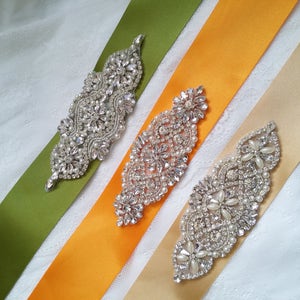 Green Bridal sash, orange bridal belt, gold crystal bridal sash, gold sash, orange crystal sash, green wedding dress belt, bridesmaid sash