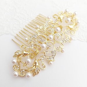 Moira - Gold Art Deco Hair Comb with pearls. Recommended by many customers: Lovely and great quality. Bestseller this year.