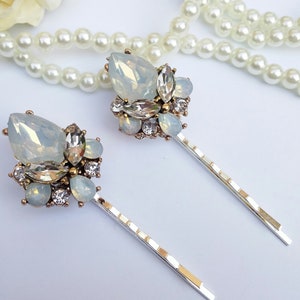 Oceanic Elegance: Milky Blue Opal Hair Pin Unique gift for bride, present for bridesmaids, flower girls. Birthday gift one of a kind.