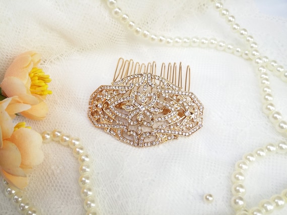 Victorian Gold Hair Comb, Vintage Styled Headpiece  display picture 3