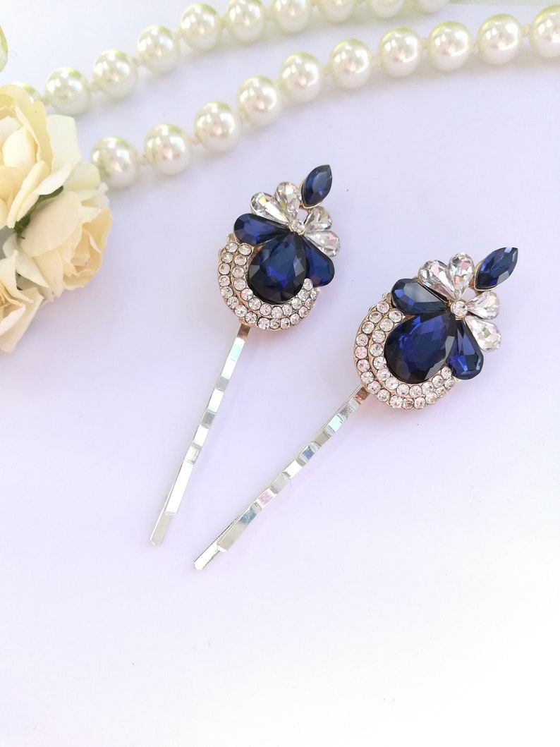 Sapphire Blue Hair Pin Jewel Hair Pin Blue Wedding Hair Etsy