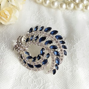 Bridal hair comb with blue rhinestones for something blue Sapphire hair clip in 20&#39;s 30&#39;s style Wedding accessories bridesmaids hair clip