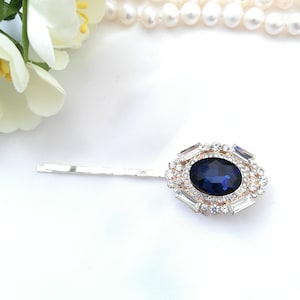 Something blue for bride Sapphire blue hair pin Gold sapphire hair slide Blue wedding hair piece Blue bridal  hair pin Sapphire hair grip