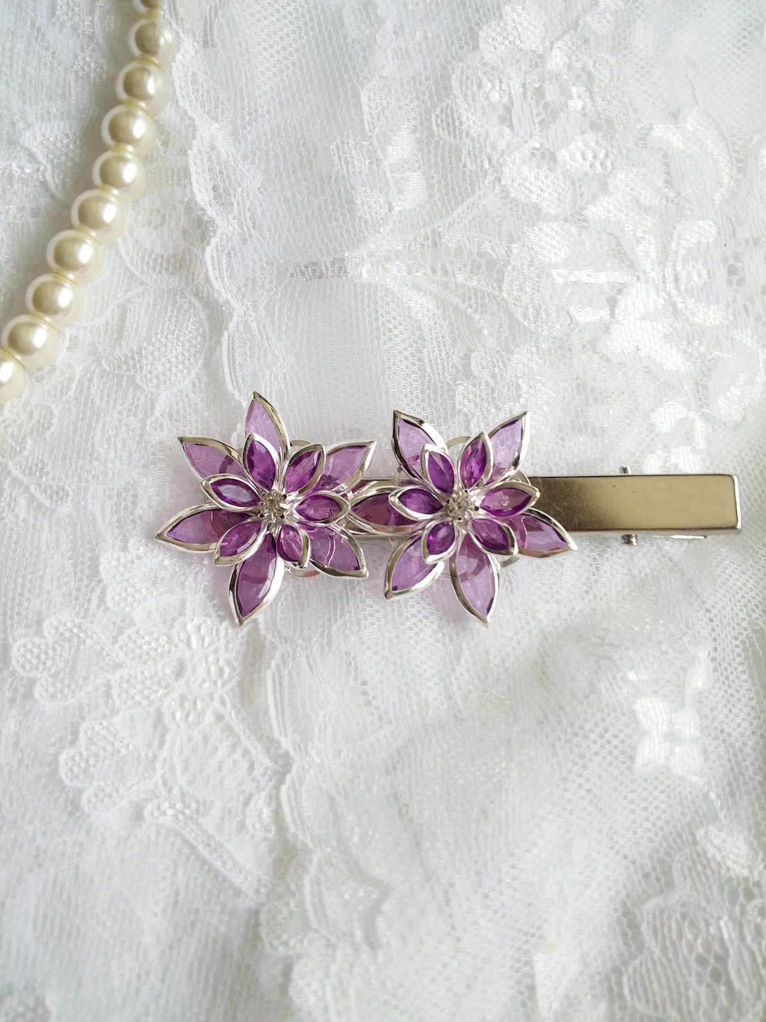 Amethyst Hair Clip Purple Flower Hair Clip Purple Hair Etsy Singapore