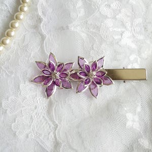 Amethyst hair clip, purple flower hair clip, purple hair piece, amethyst purple hair clip, lotus hair clip, flower pin, OOAK