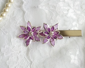 Amethyst hair clip, purple flower hair clip, purple hair piece, amethyst purple hair clip, lotus hair clip, flower pin, OOAK