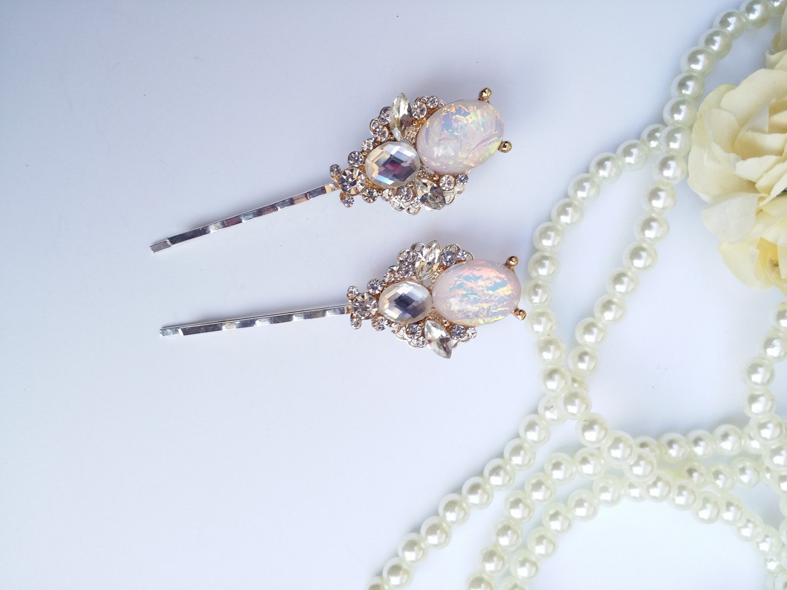 Blush Fire Opal Hair Pin Jewel Hair Pin Fire Opal Wedding Etsy UK