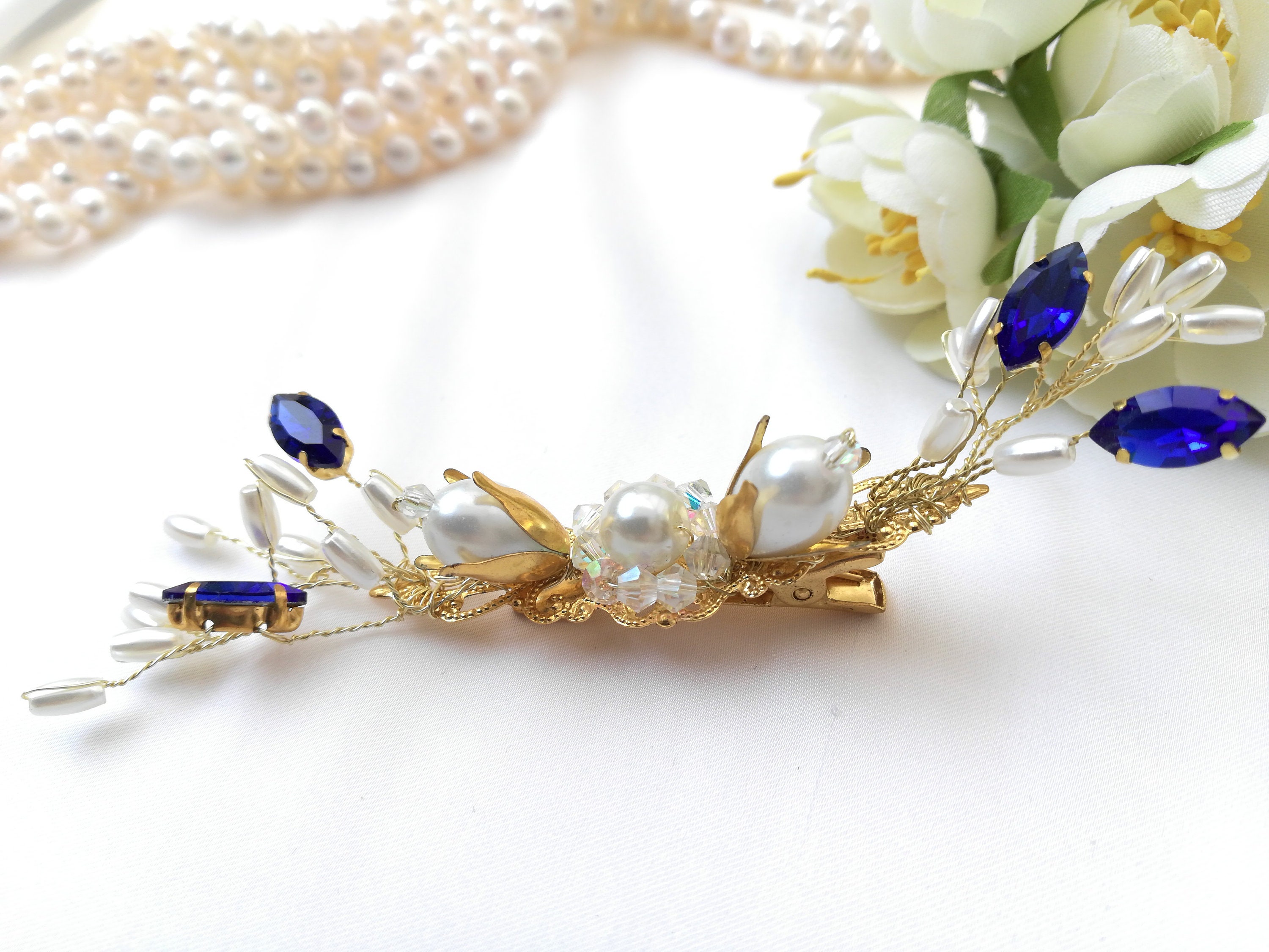 Blue and Gold Hair Pins - wide 3