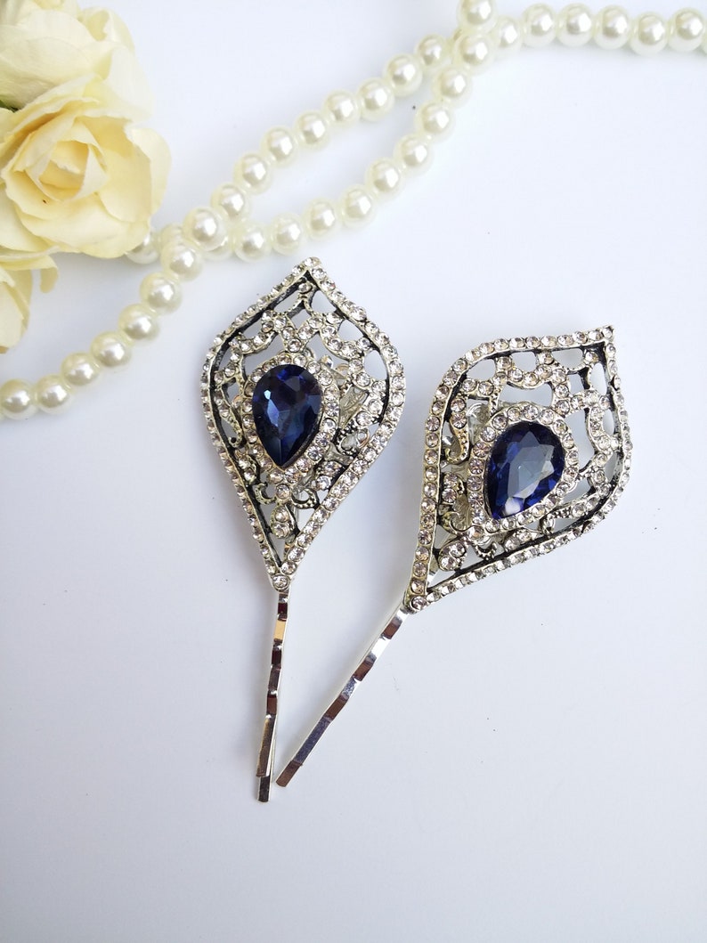 Sapphire Blue Vintage Hair Pin Jewel Hair Pin Blue Wedding Etsy UK