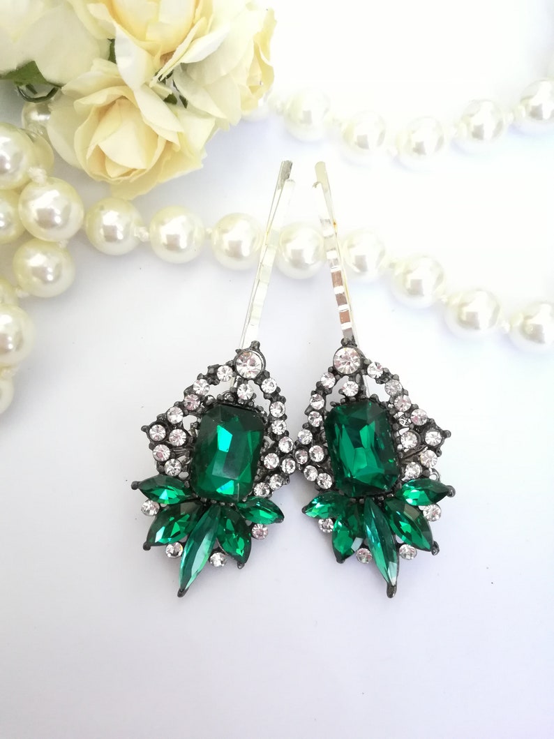Emerald Green Hair Pin Jewel Hair Pin Green Wedding Hair Etsy