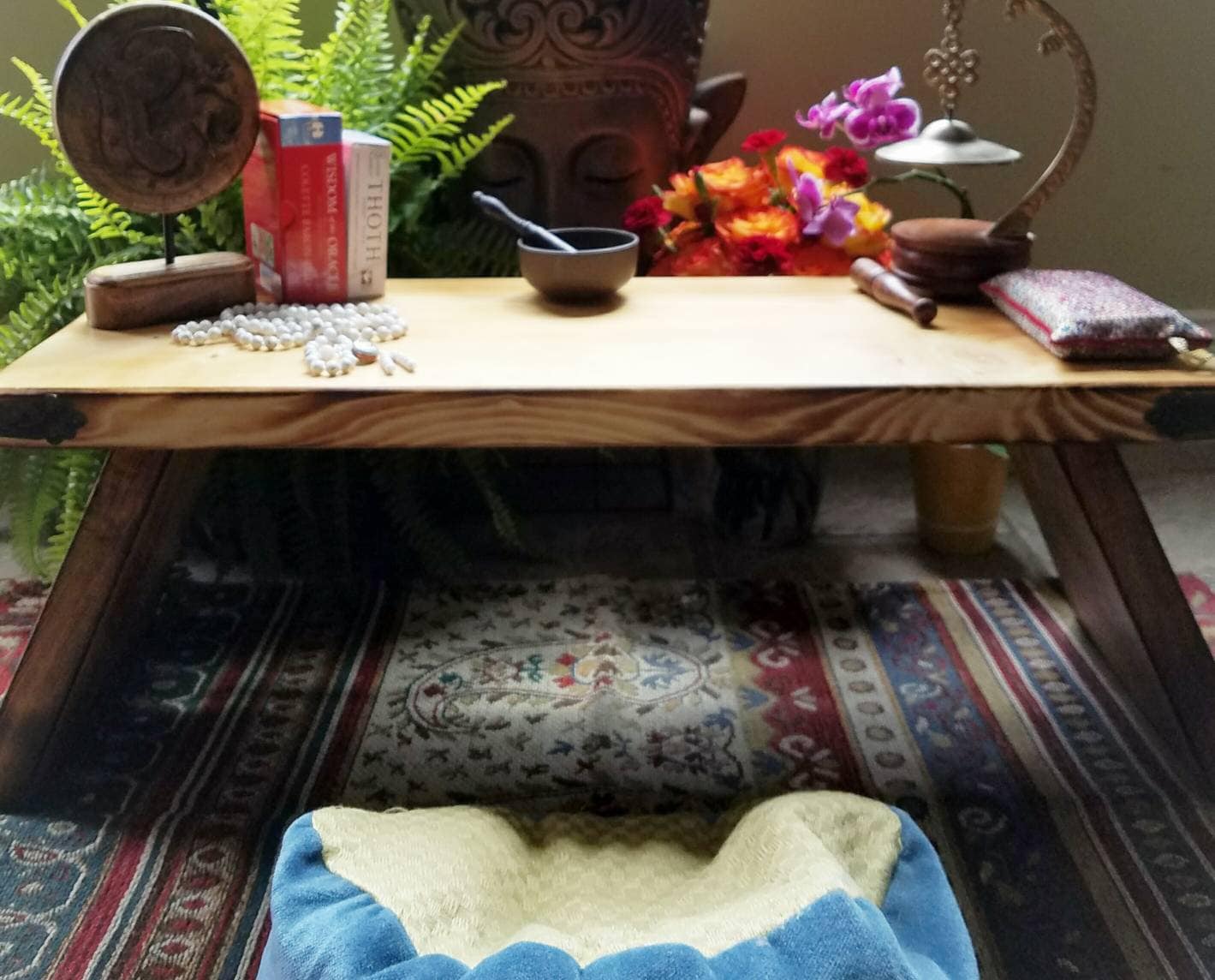 Zen Meditation Table Altar Folding Legs (40"W) shelf options