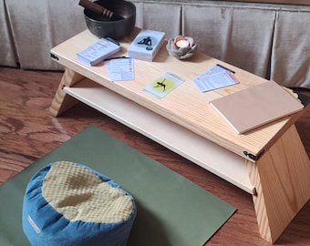 XL Meditation Altar/Floor Desk with Shelf and Folding Legs