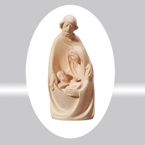 Sacra Famiglia stilizzata scolpita in legno /Nat