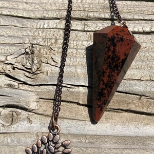 Mahogany Obsidian Pendulum with Antique Copper Tree