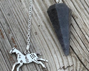 Péndulo de obsidiana con dije de caballo (#34)
