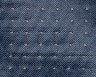 BTY Vintage Blue Woven Auto Upholstery w/ White Dots