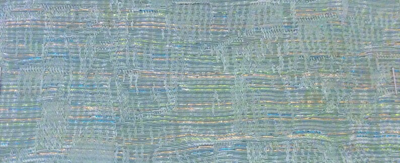 BTY mid century auto upholstery fabric seafoam metallic threads 1962
