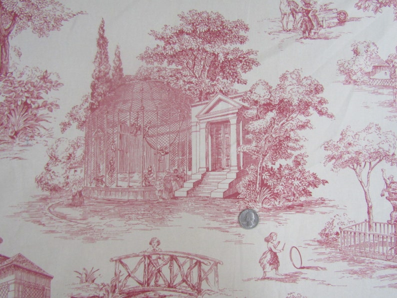BTY P Kaufmann Victorian Zoo Toile in dark pink