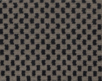 BTY vintage grey and blue checkerboard velour upholstery fabric