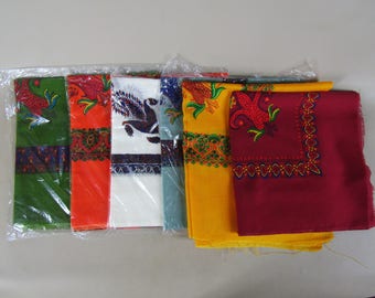 lot of 6 paisley shawls NOS but unhemmed
