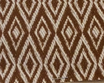 2 Yards 1975 Pacer upholstery fabric brown and white diamonds
