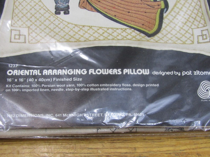 Vintage Dimensions needlework kit Oriental Flower Arranging pillow