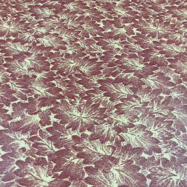 BTY 1970 Naugahyde fabric rust color oak leaves