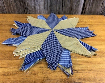 12 large vintage quilt stars homespun plaids