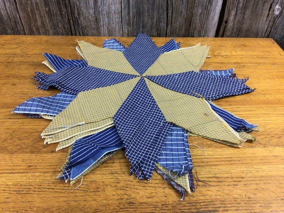 12 large vintage quilt stars homespun plaids
