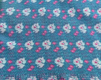 2 yards retro thick knit floral fabric