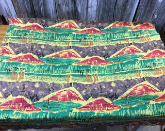 2 yards retro cotton fabric abstract mountains