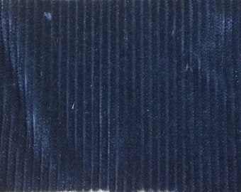 2 yards vintage auto upholstery striped blue velour fabric 1986