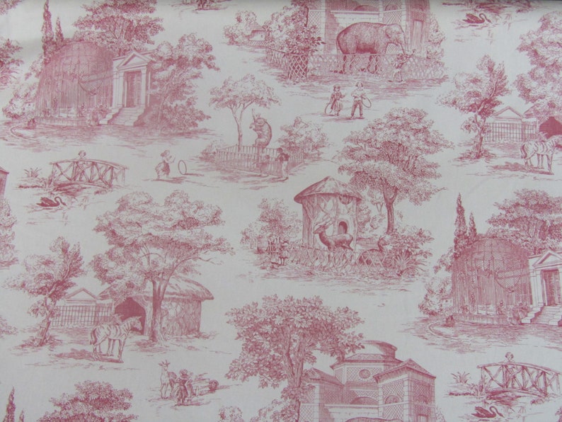 BTY P Kaufmann Victorian Zoo Toile in dark pink
